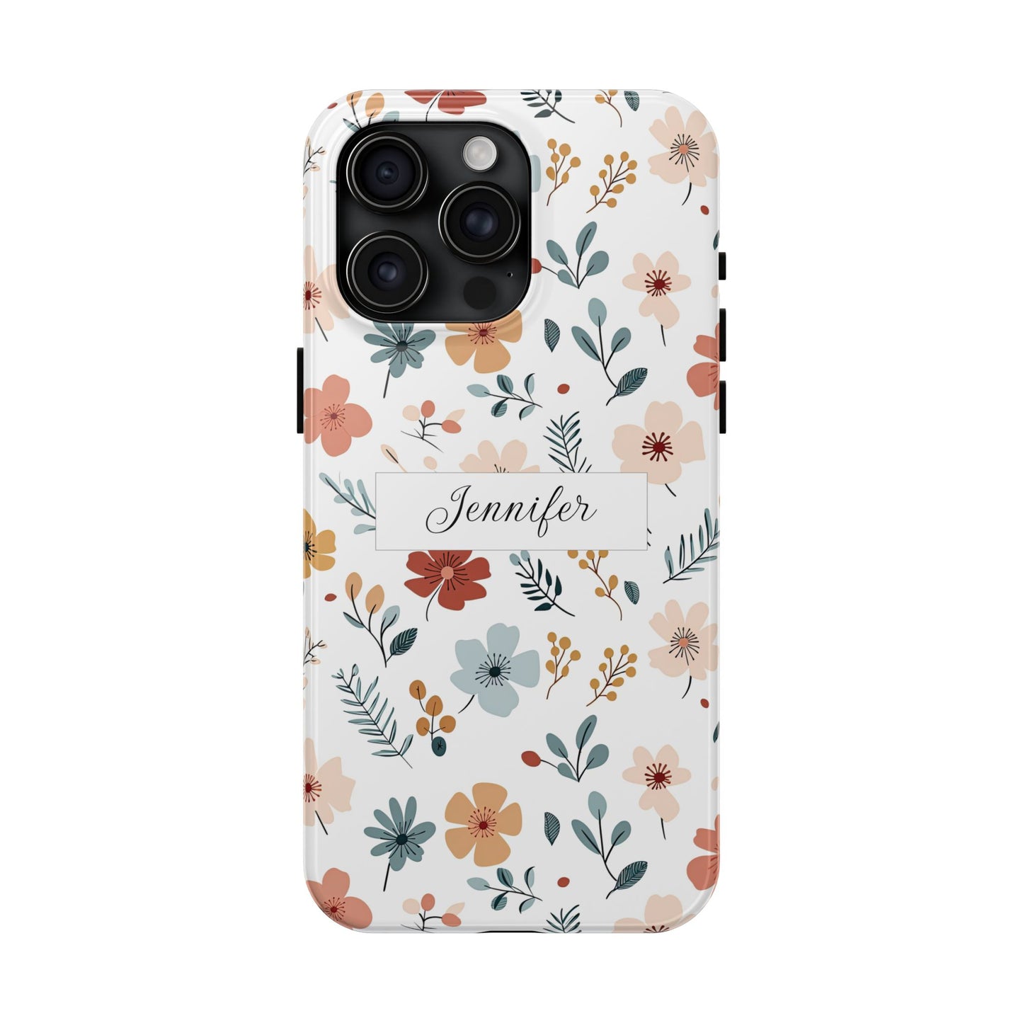 Personalized name phone case with wildflowers