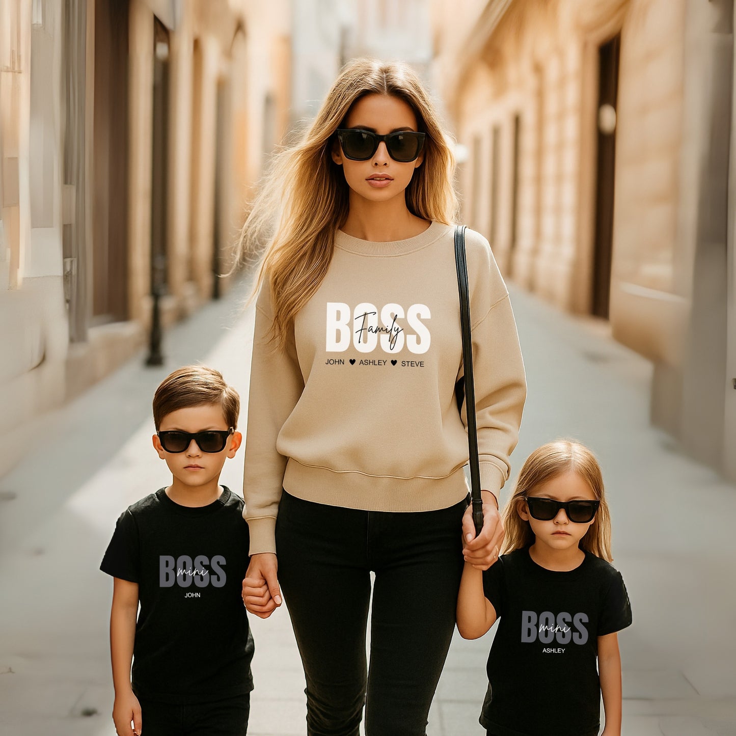 Mini Boss Kids T-shirt with Personalized Names