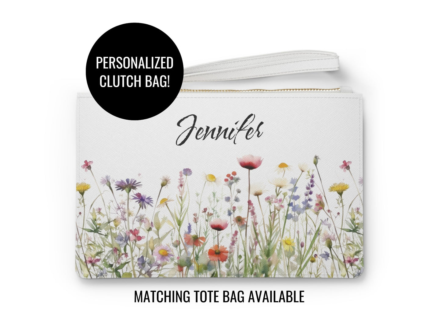 Wildflower Personalized Clutch Bag