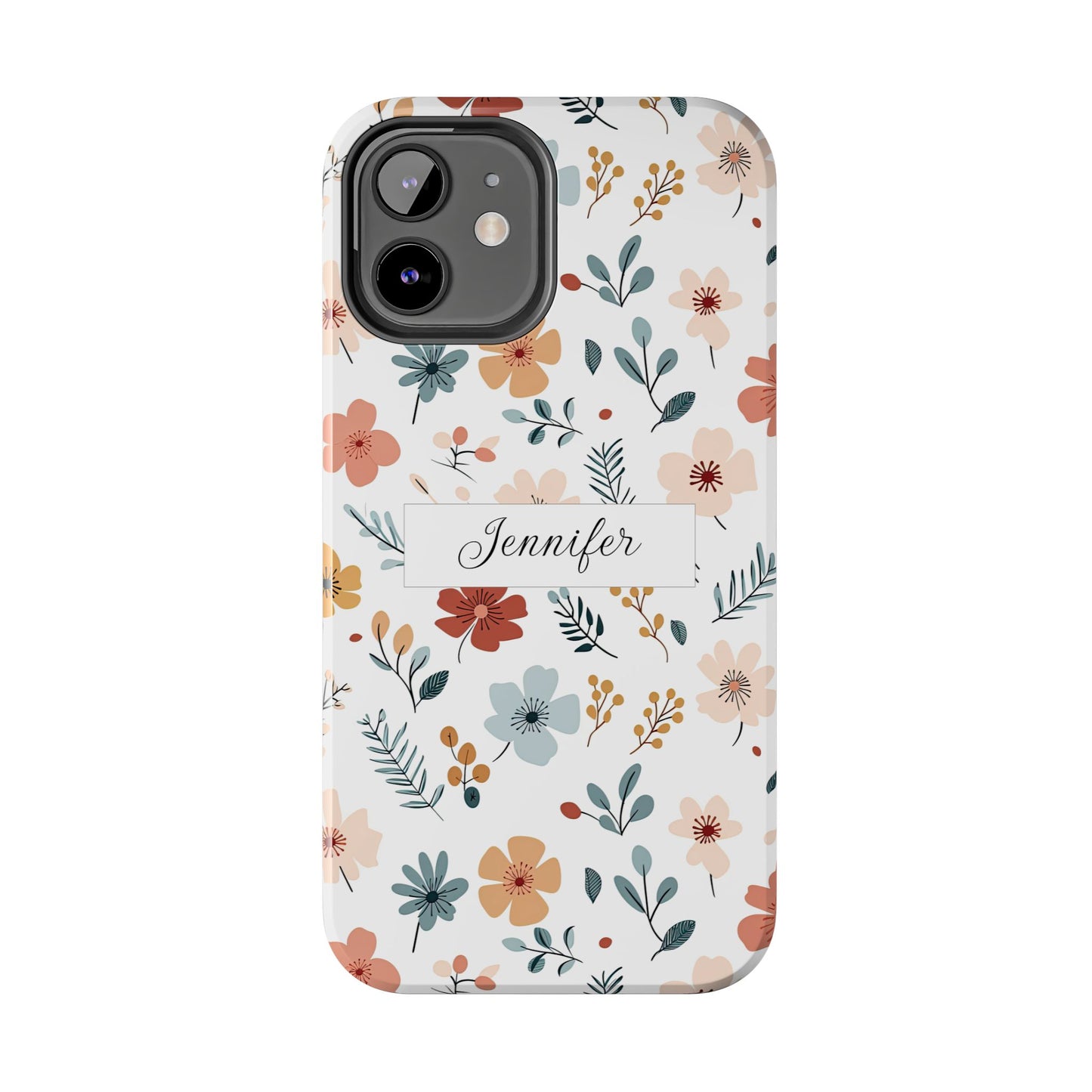 Personalized name phone case with wildflowers