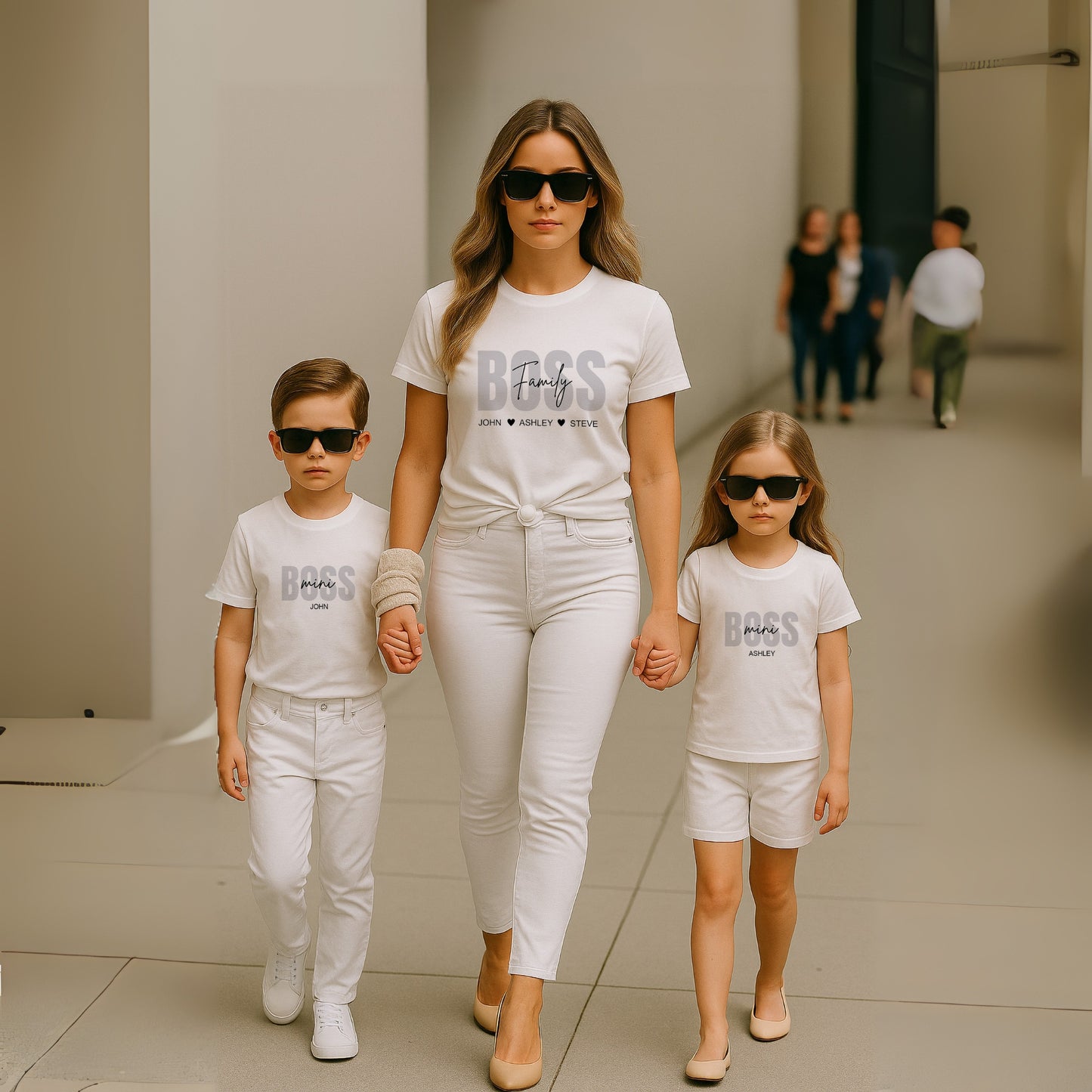 Family Boss Mom T-shirt with personalized kids names.
