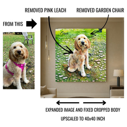 Watercolor & Illustrated Pet Portrait from Photo