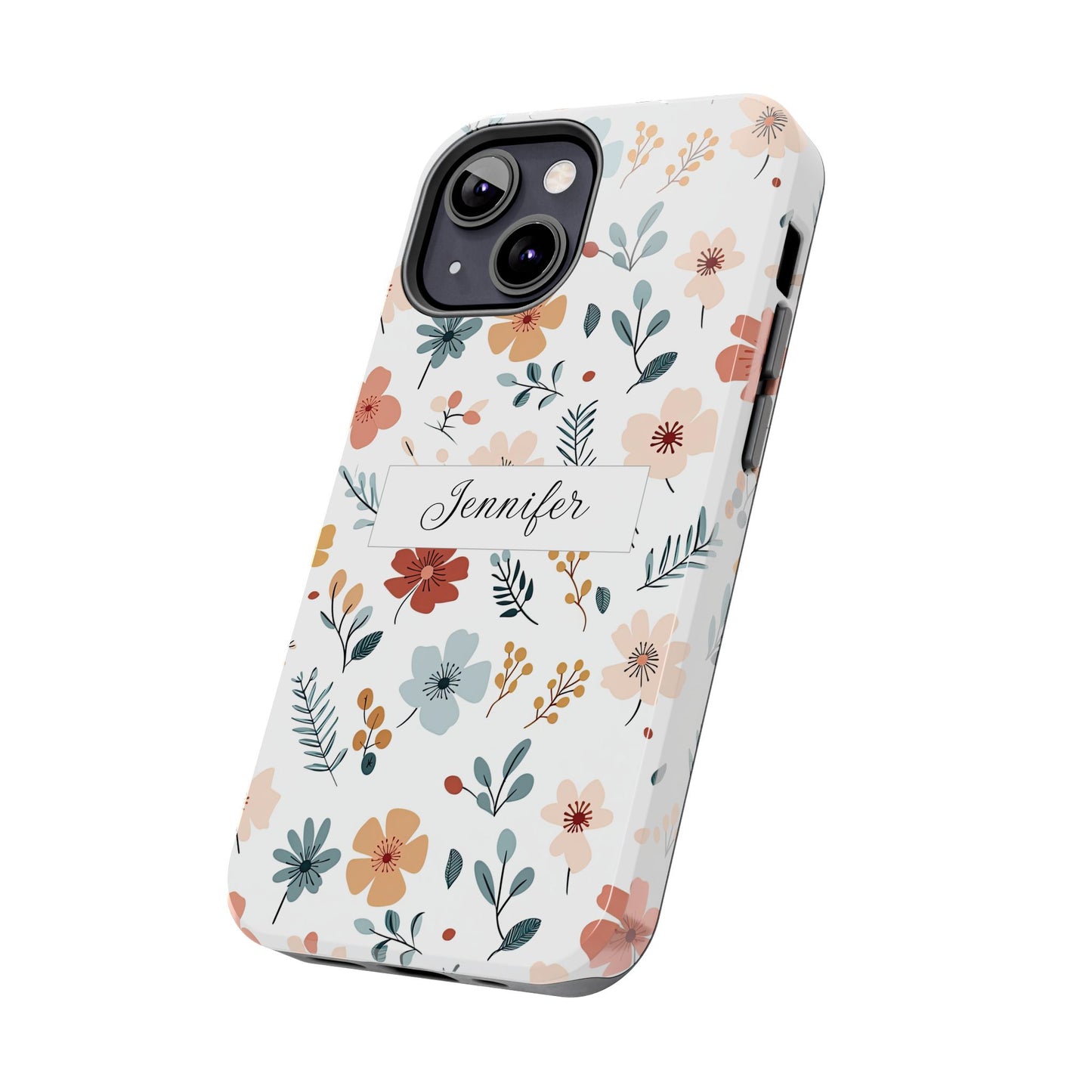 Personalized name phone case with wildflowers