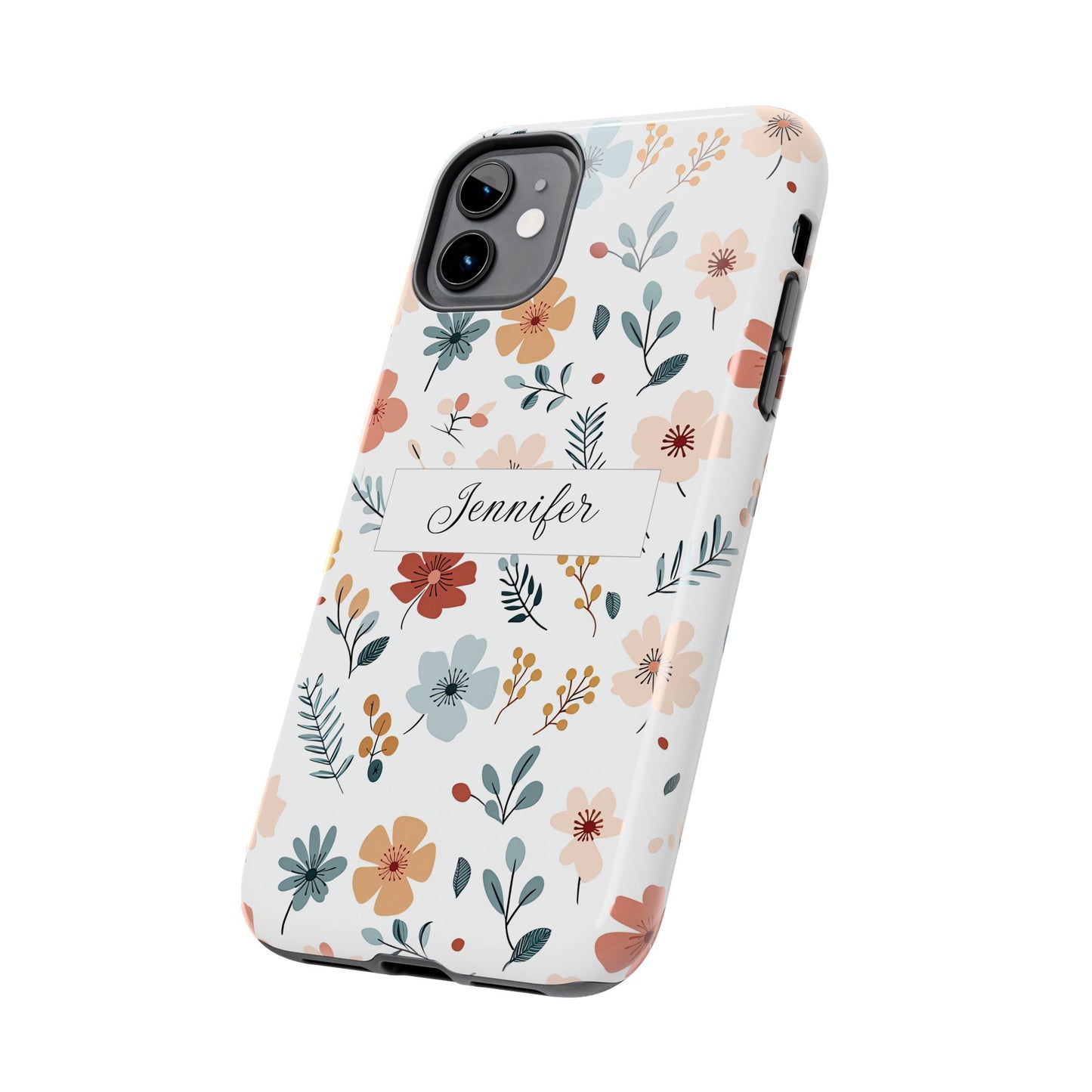Personalized name phone case with wildflowers