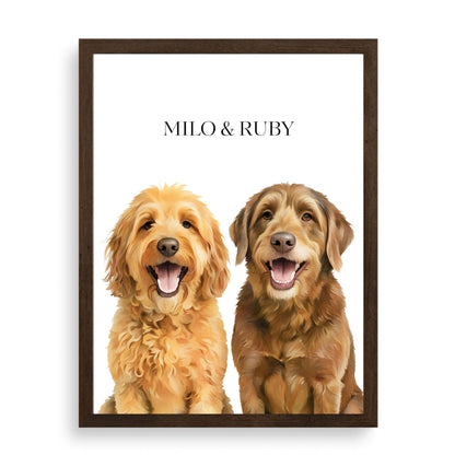 Watercolor & Illustrated Pet Portrait from Photo
