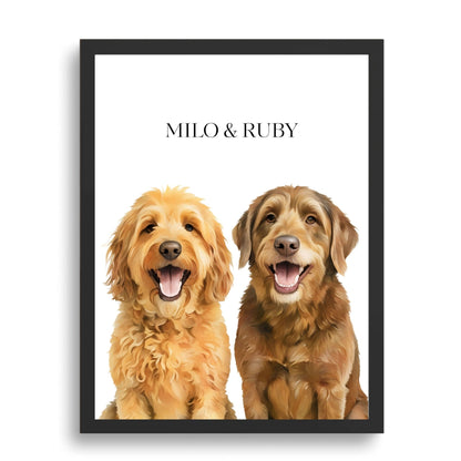 Watercolor & Illustrated Pet Portrait from Photo