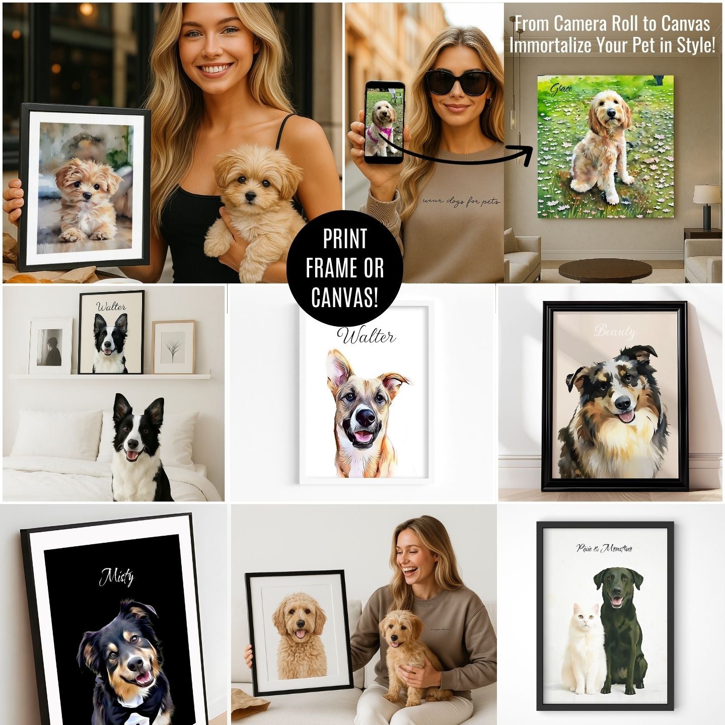 Watercolor & Illustrated Pet Portrait from Photo