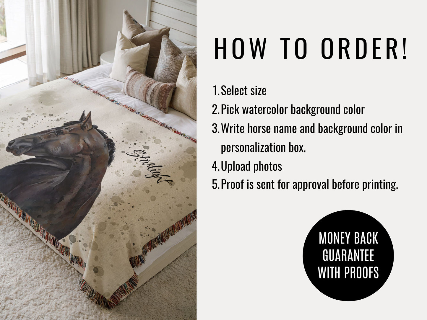 Custom Horse Woven Blanket from Photo