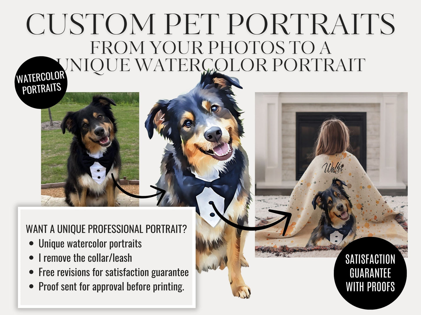 Custom Woven Dog Blanket from Photo