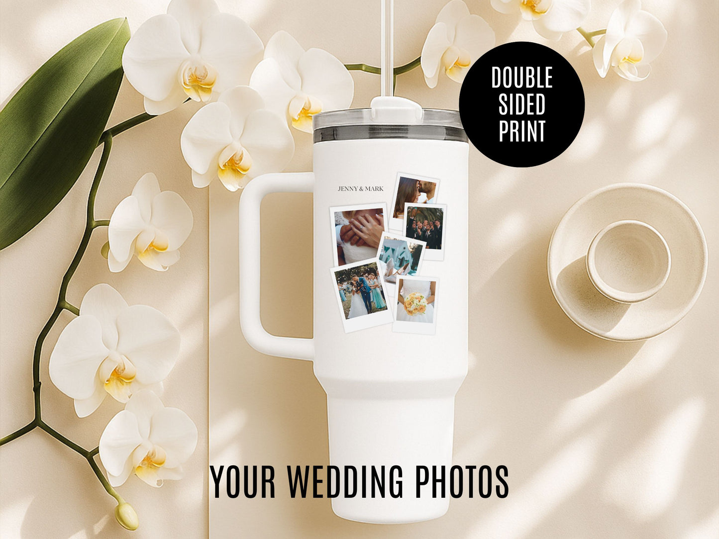 Tumbler with photos, 40oz - Perfect Gift for Coffee Lovers, Brunch, Beach and Workout.