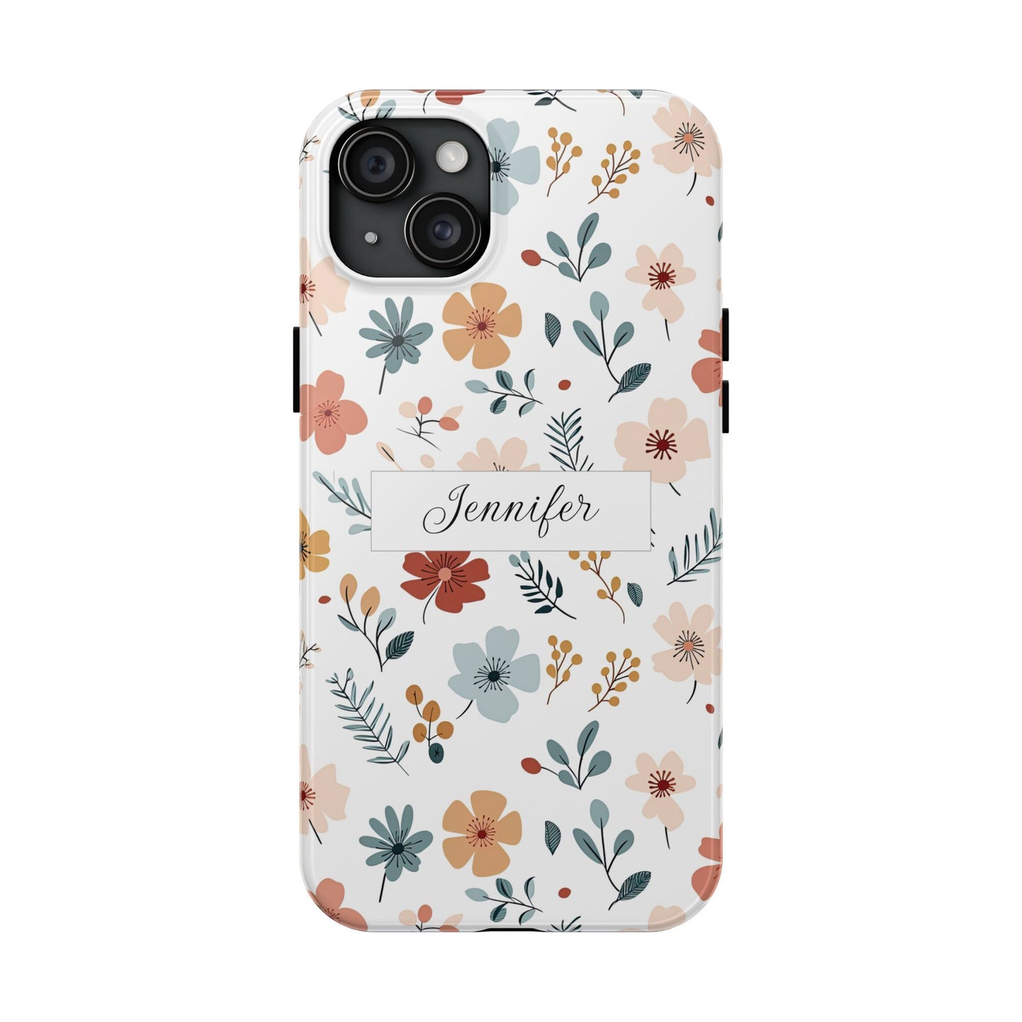 Personalized name phone case with wildflowers