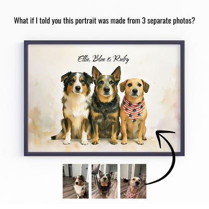 Watercolor & Illustrated Pet Portrait from Photo