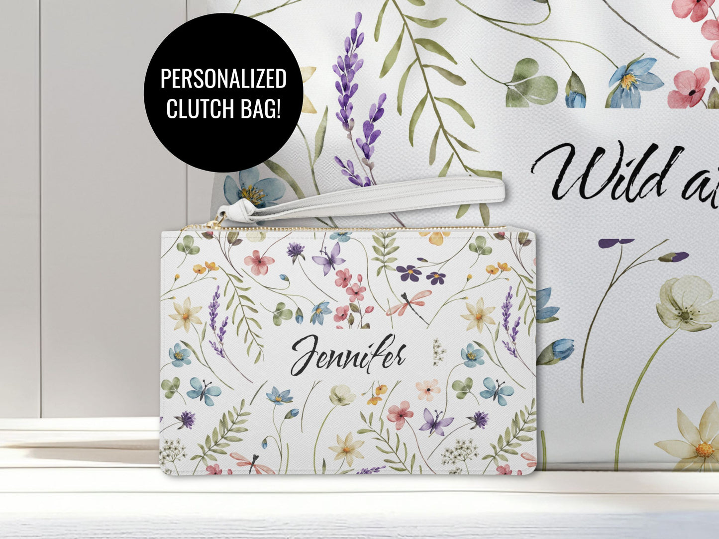 Wildflower Personalized Clutch Bag
