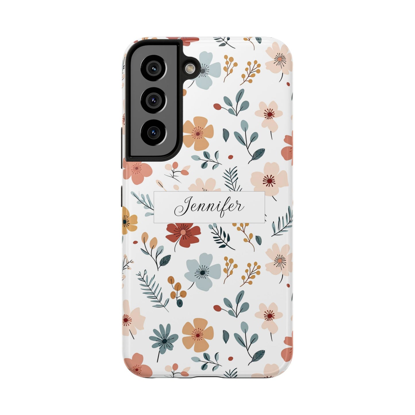 Personalized name phone case with wildflowers