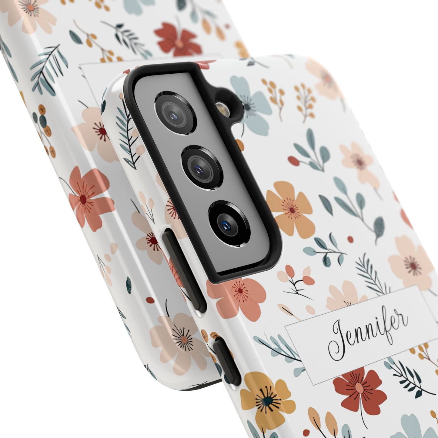 Personalized name phone case with wildflowers