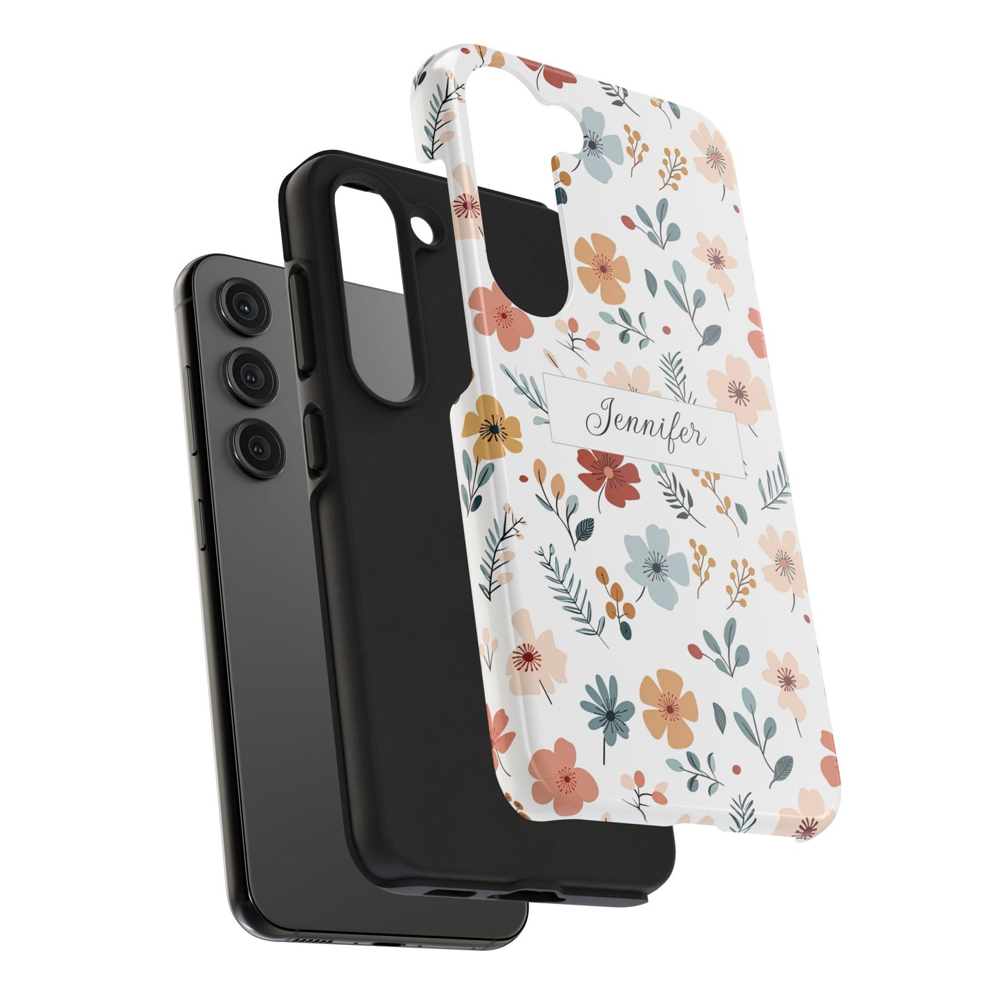 Personalized name phone case with wildflowers