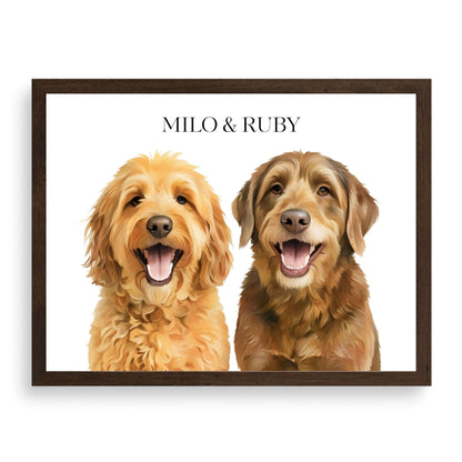Watercolor & Illustrated Pet Portrait from Photo