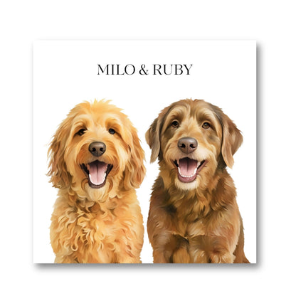 Watercolor & Illustrated Pet Portrait from Photo