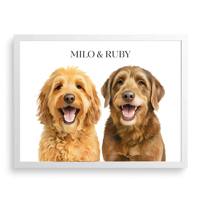 Watercolor & Illustrated Pet Portrait from Photo