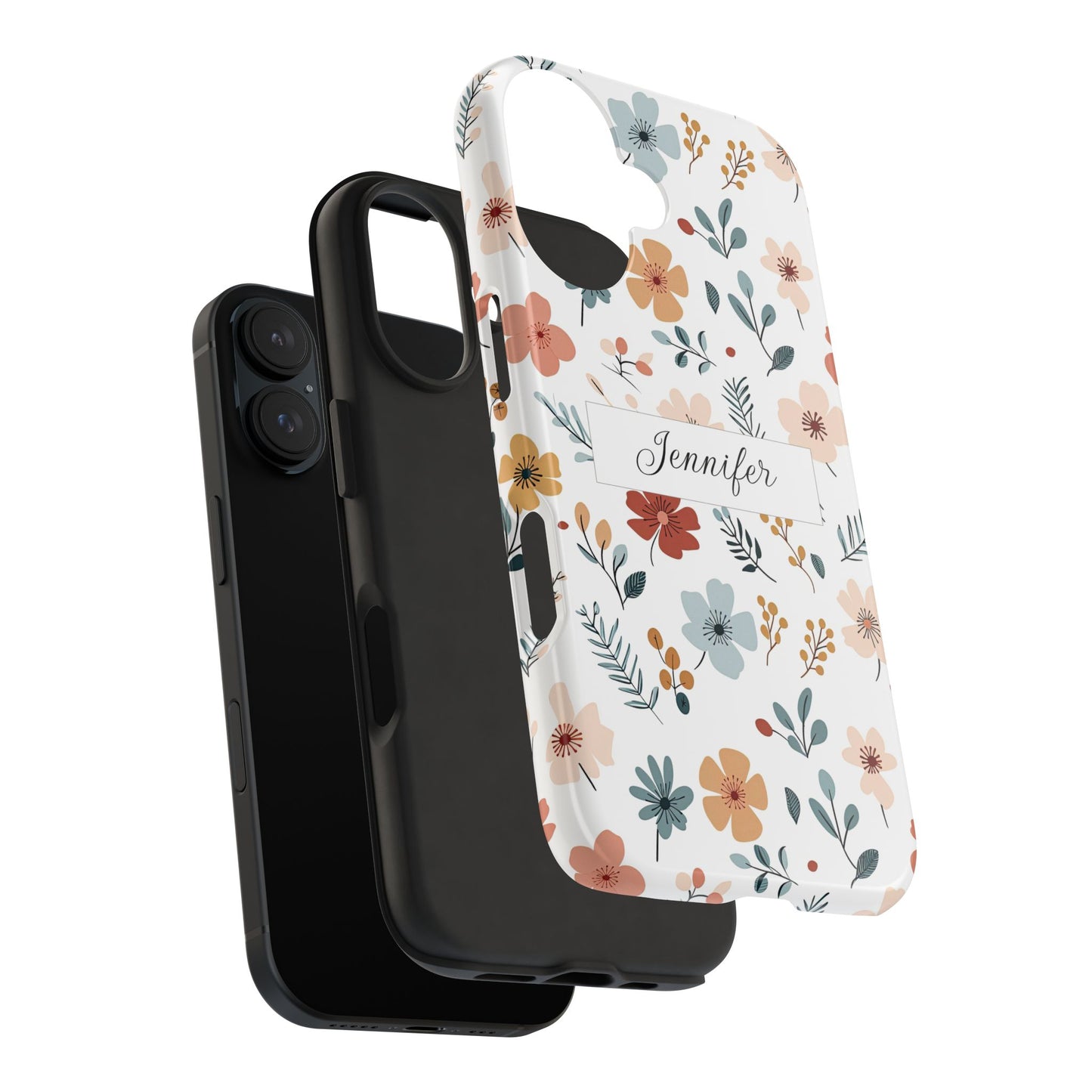 Personalized name phone case with wildflowers