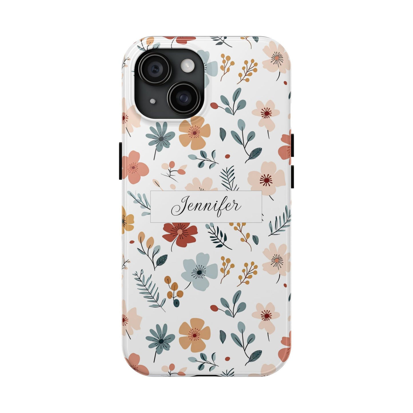 Personalized name phone case with wildflowers
