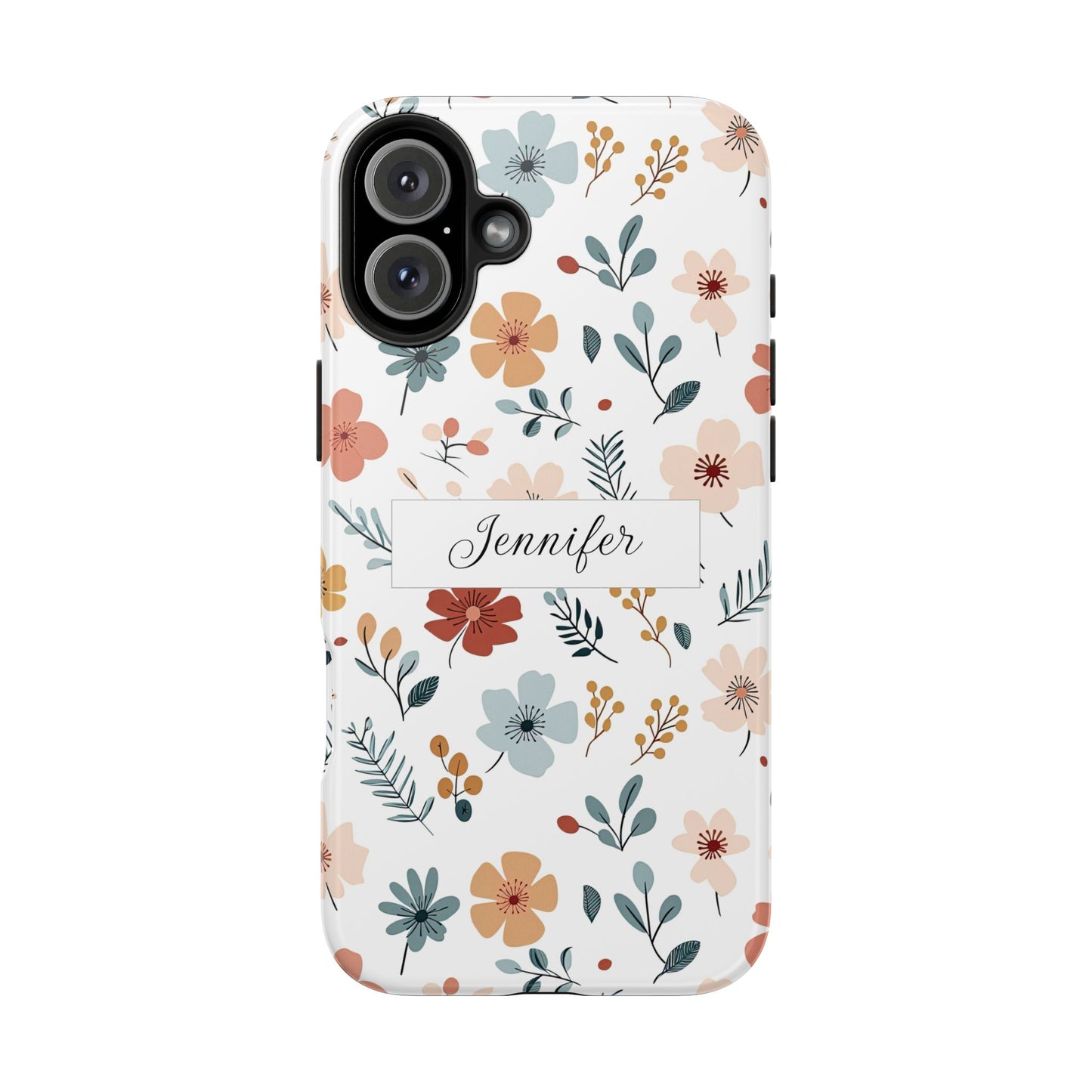 Personalized name phone case with wildflowers