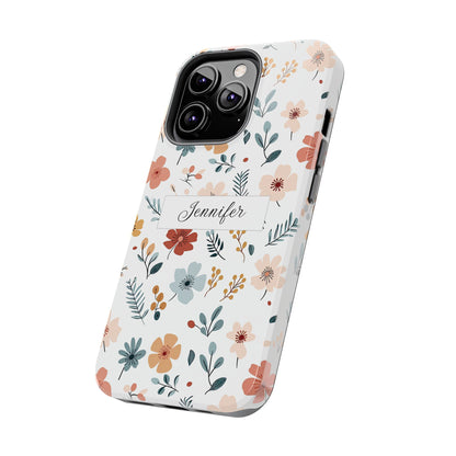 Personalized name phone case with wildflowers