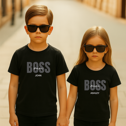 Mini Boss Kids T-shirt with Personalized Names