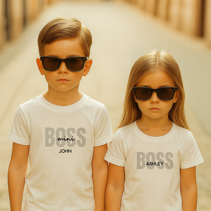 Mini Boss Kids T-shirt with Personalized Names