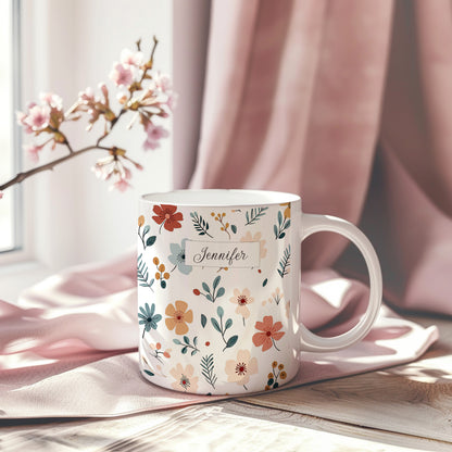 Personalized wildflower mug with name
