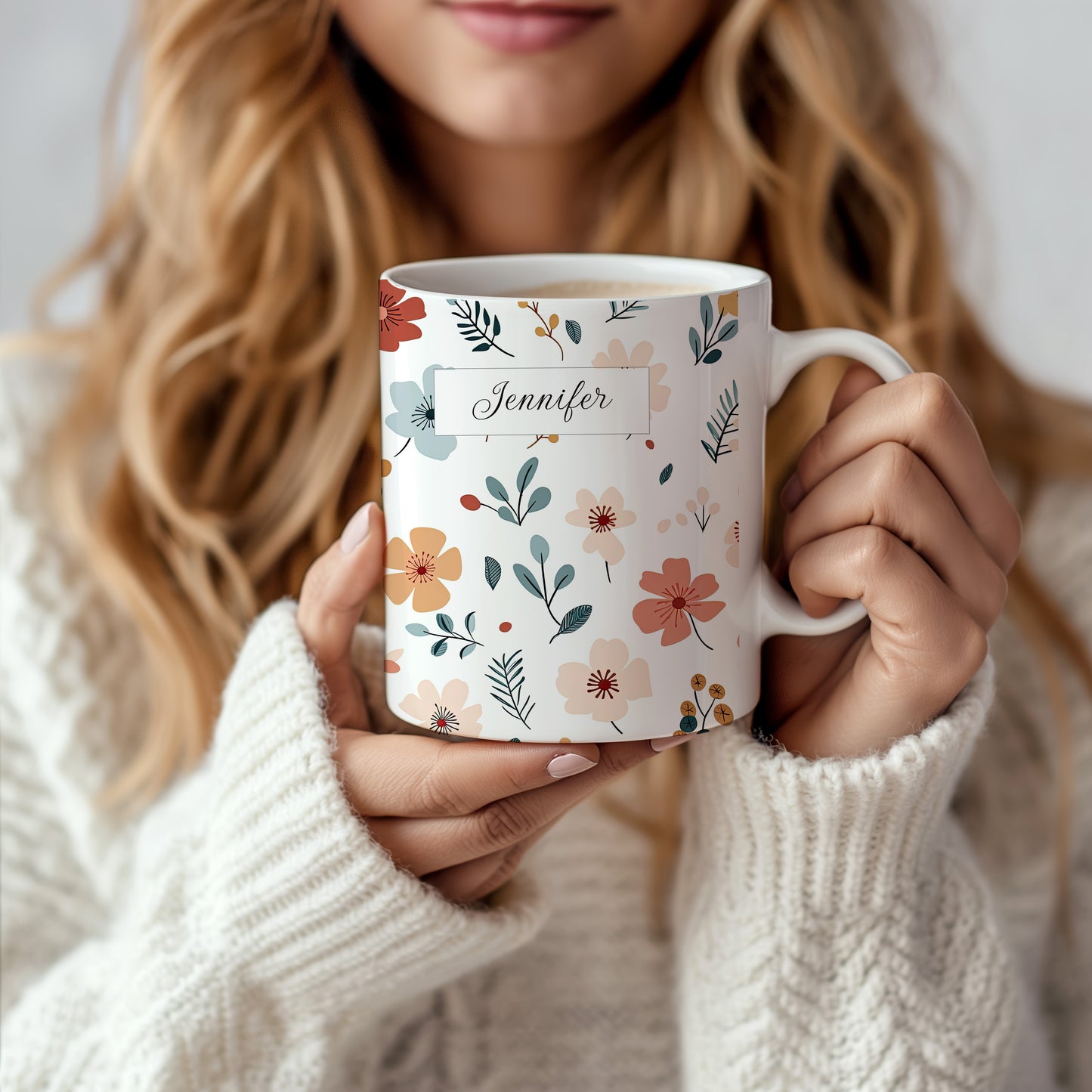 Personalized wildflower mug with name