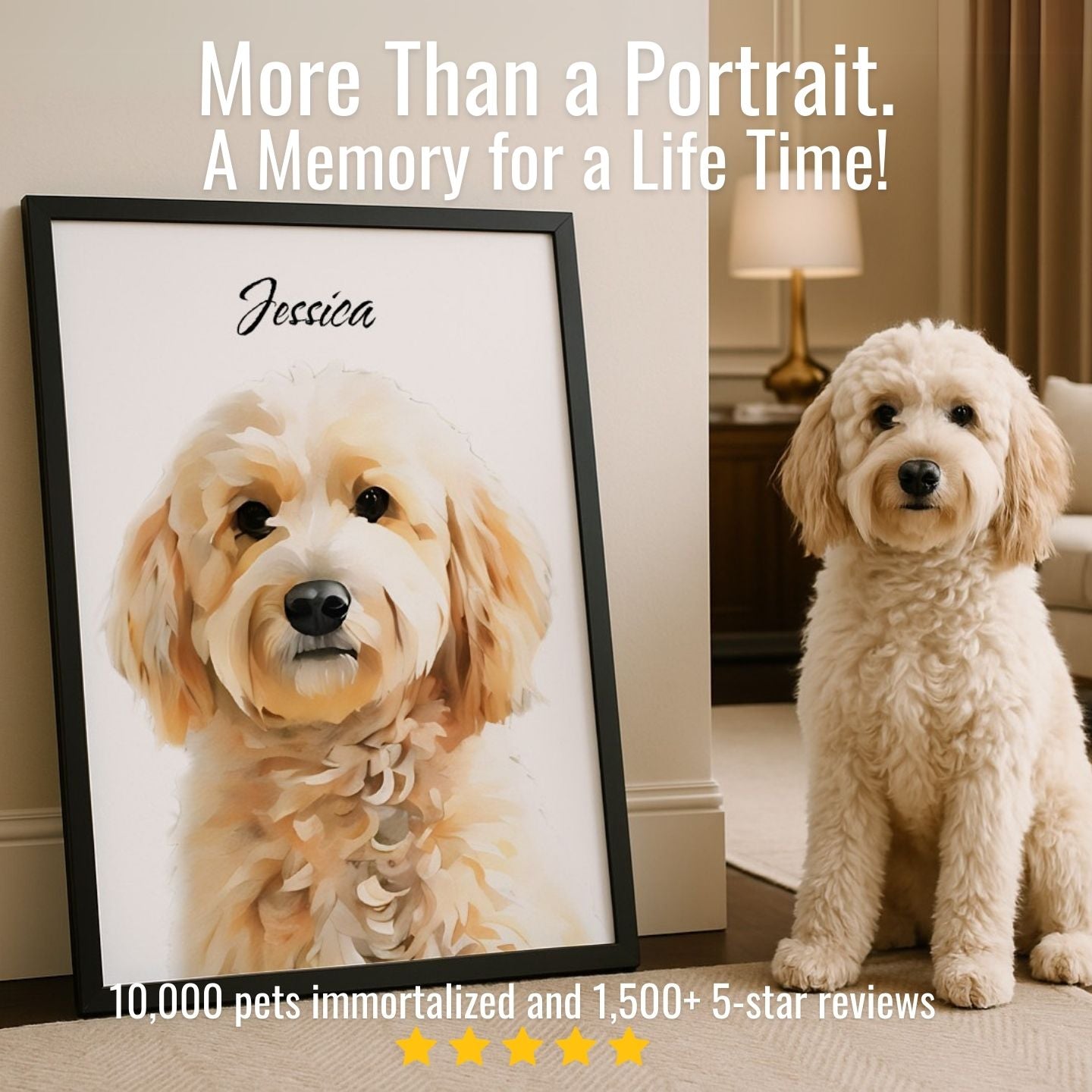 Watercolor & Illustrated Pet Portrait from Photo