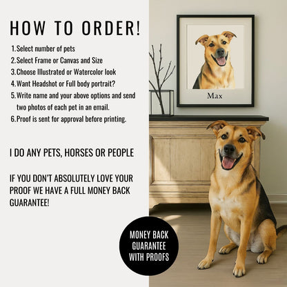 Watercolor & Illustrated Pet Portrait from Photo
