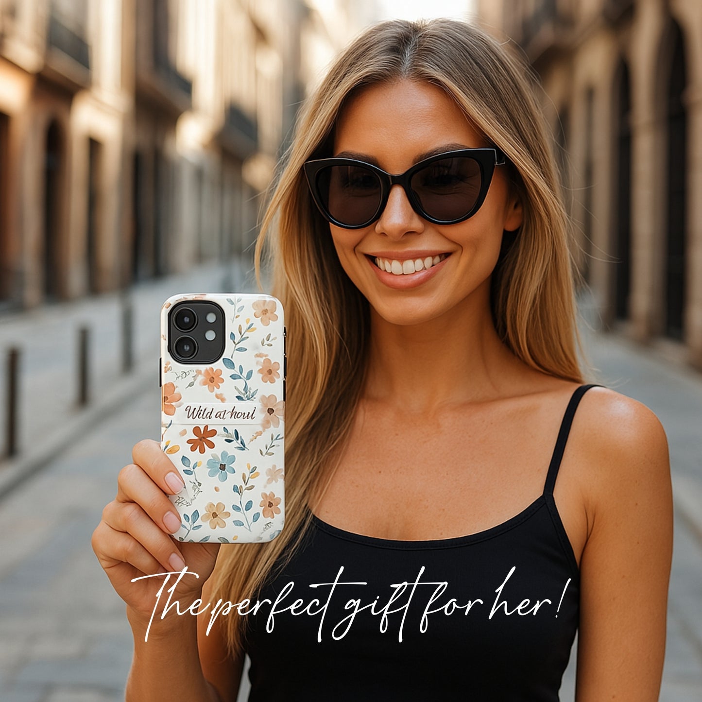 Personalized name phone case with wildflowers