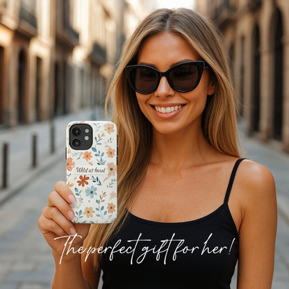 Personalized name phone case with wildflowers